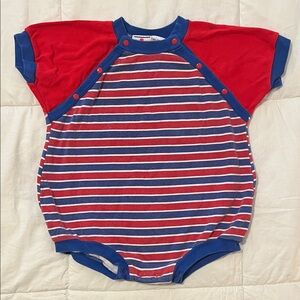Vintage Circo Cotton Red and Blue Striped Bodysuit
